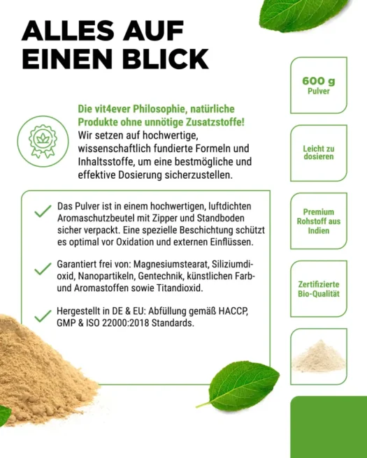 Vit4ever <br>Ashwagandha biologique - 600 g – Image 5