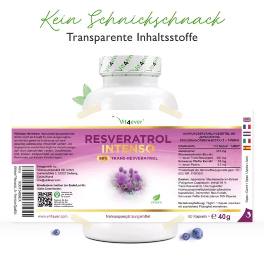 Vit4ever <br>Resveratrol - 60 capsules - Afbeelding 2