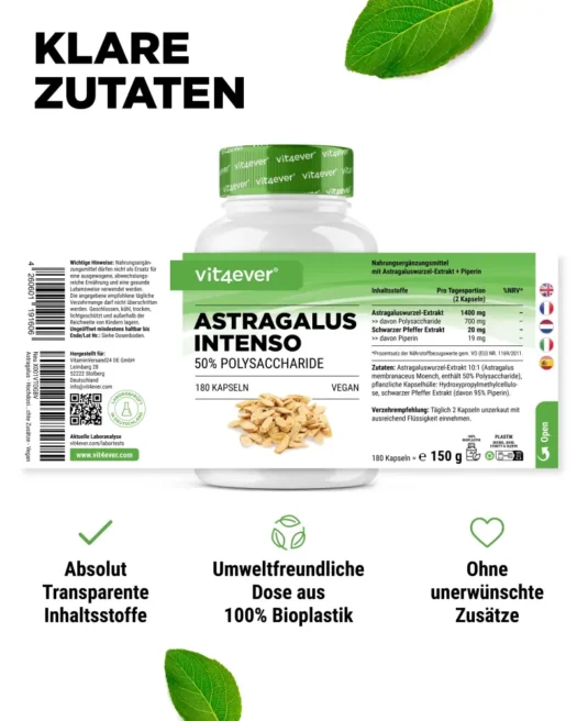 Vit4ever <br>Astragalus Intenso - 180 cápsulas - Imagen 2