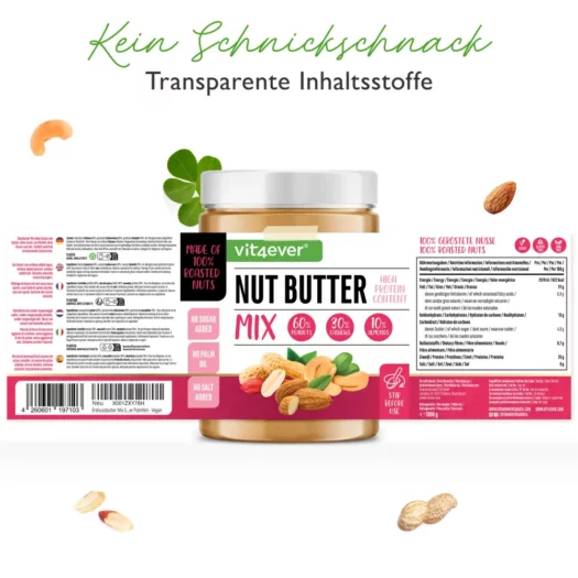 Vit4ever <br>Mieszanka masła orzechowego - orzechy ziemne + nerkowca + migdały - 1000 g - obrazek 2