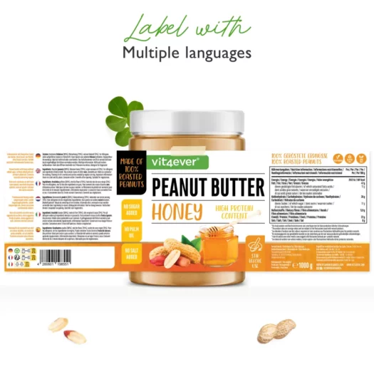 Vit4ever <br>Pindakaas met honing - 1000 g - Afbeelding 2