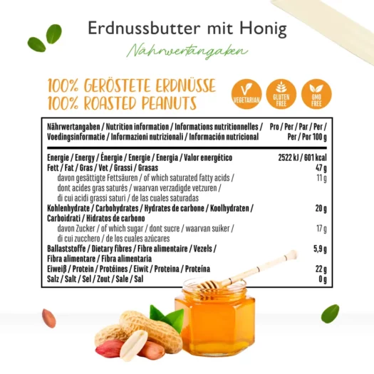 Vit4ever <br>Pindakaas met honing - 1000 g - Afbeelding 3