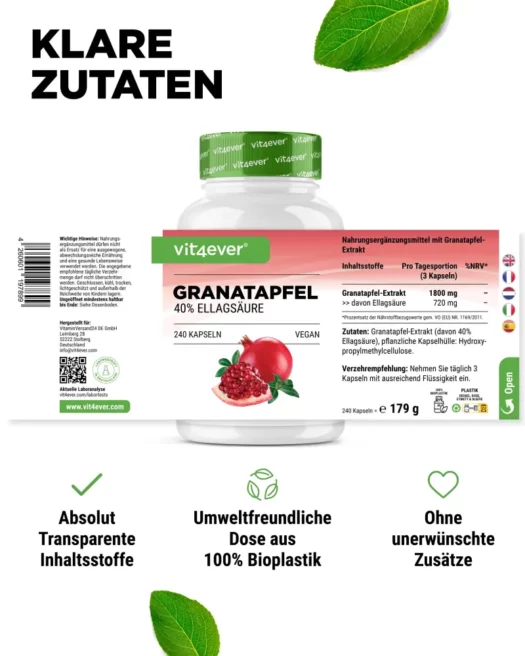 Vit4ever <br>Granatapfel Extrakt - 240 Kapseln – Bild 2