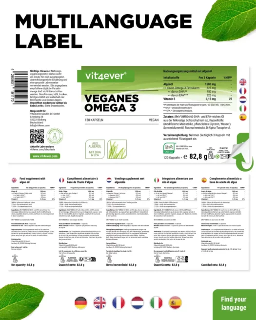 Vit4ever <br>Omega 3 vegan algae oil - 120 capsules - Image 3