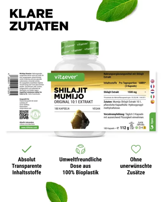 Vit4ever <br>Shilajit Mumijo - 180 cápsulas - Imagen 2
