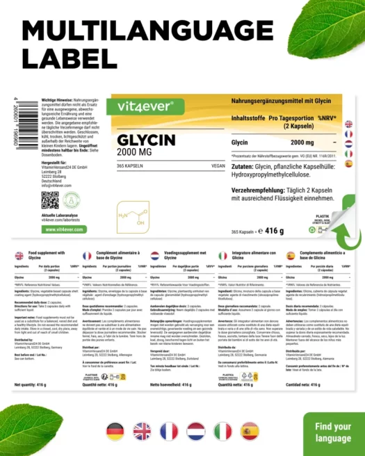 Vit4ever <br>Glycine - 365 capsules - Image 3