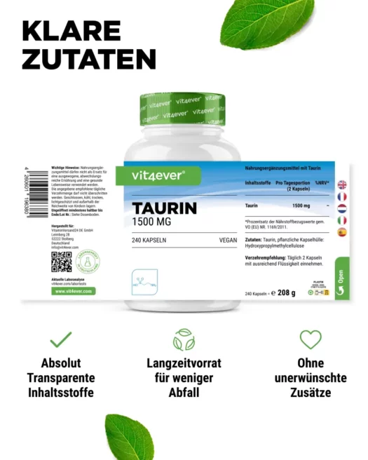 Vit4ever <br>Taurine - 240 gélules – Image 2