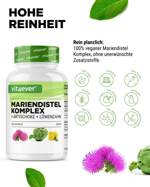 Vit4ever <br>Mariendistel Komplex - 365 Kapseln – Bild 4