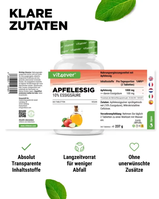 Vit4ever <br>Apple cider vinegar - 365 tablets - Image 2