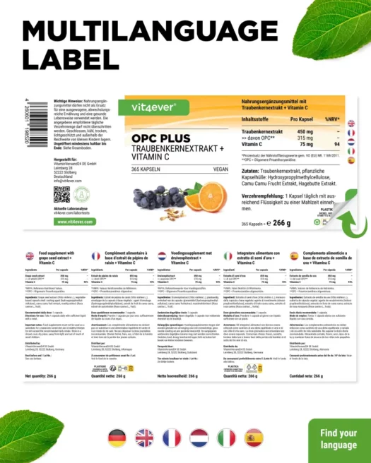 Vit4ever <br>OPC + Vitamine C - 365 capsules - Afbeelding 3