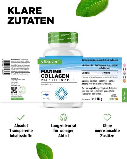 Vit4ever <br>Zeecollageen (vis) - 300 tabletten - Afbeelding 2
