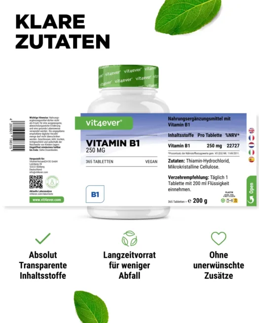 Vit4ever <br>Vitamina B1 - 365 comprimidos - Imagen 2