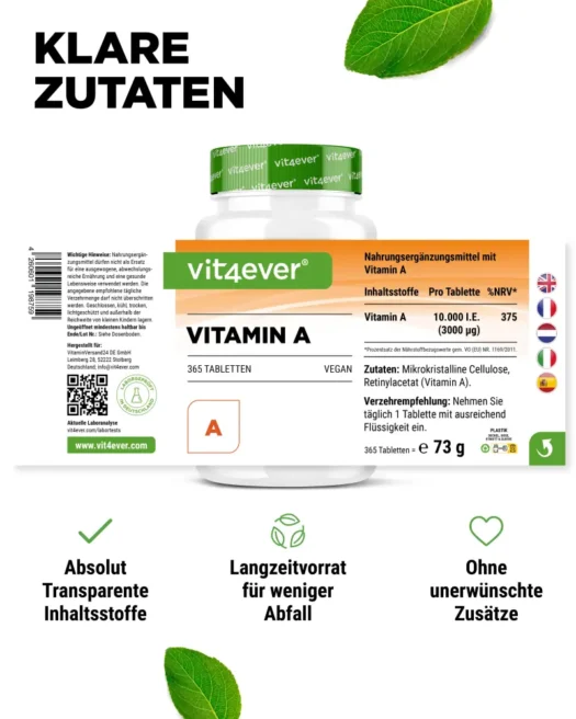 Vit4ever <br>Vitamin A 10000 I.U. - 365 tablets - Image 2