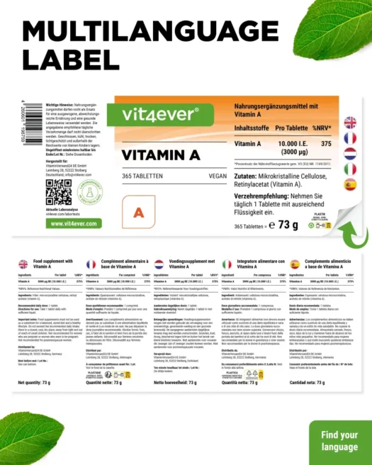 Vit4ever <br>Vitamin A 10000 I.U. - 365 tablets - Image 3