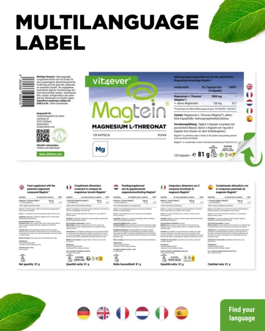 Vit4ever <br>Magtein® Magnesium L-threonaat - 120 capsules - Afbeelding 3