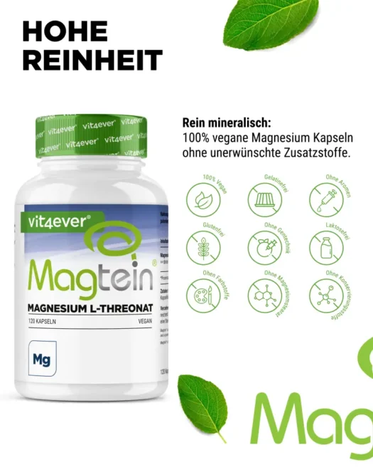 Vit4ever <br>Magtein® Magnesium L-threonaat - 120 capsules - Afbeelding 4