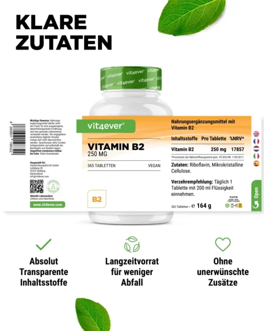 Vit4ever <br>Vitamina B2 - 365 comprimidos - Imagen 2