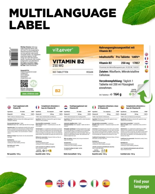 Vit4ever <br>Vitamina B2 - 365 comprimidos - Imagen 3