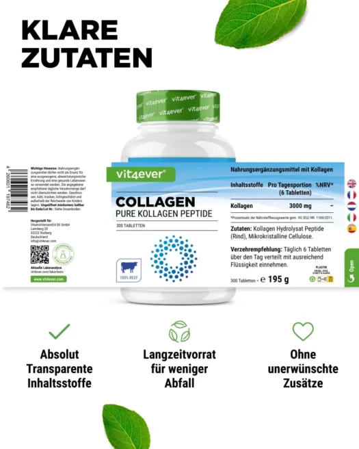 Vit4ever <br>Collageenpeptiden - 300 tabletten - Afbeelding 2