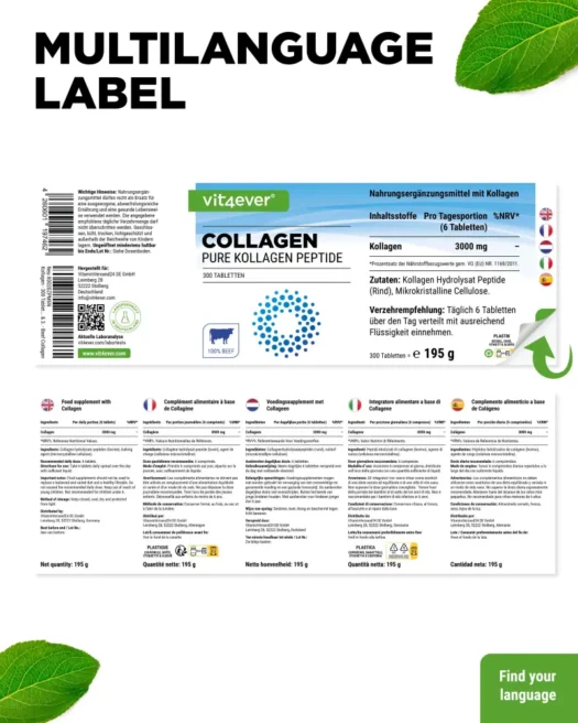 Vit4ever <br>Collageenpeptiden - 300 tabletten - Afbeelding 3