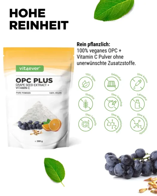 Vit4ever <br>OPC Druivenpitextract + Vitamine C - 300 g - Afbeelding 4