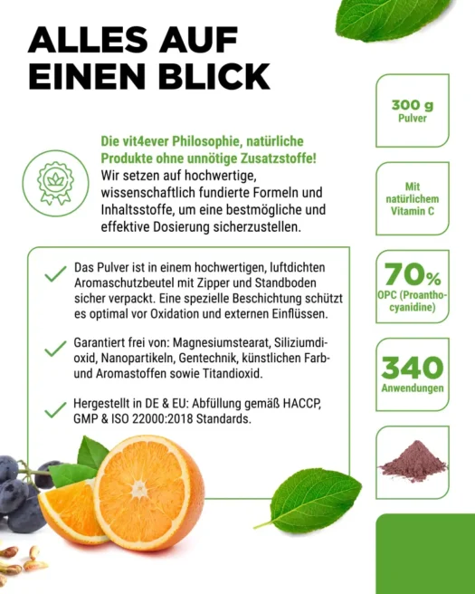 Vit4ever <br>OPC Druivenpitextract + Vitamine C - 300 g - Afbeelding 5