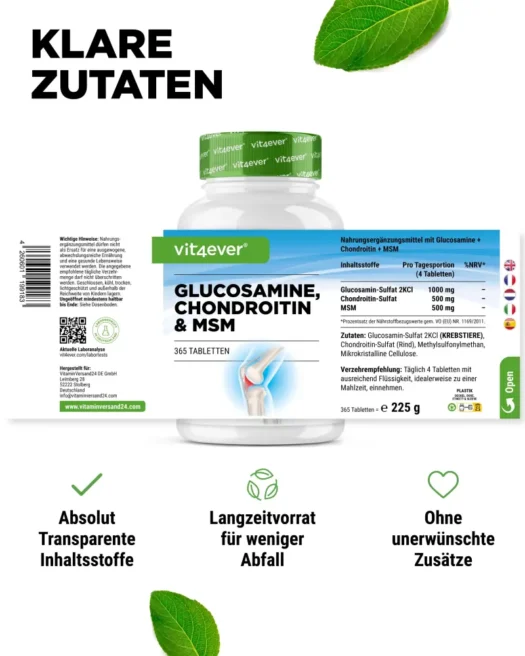 Vit4ever <br>Glucosamina + Condroitina + MSM - 365 compresse - immagine 2