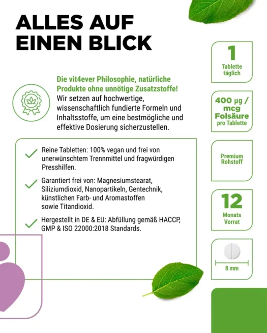 Vit4ever <br>Foliumzuur - 365 tabletten - Afbeelding 5