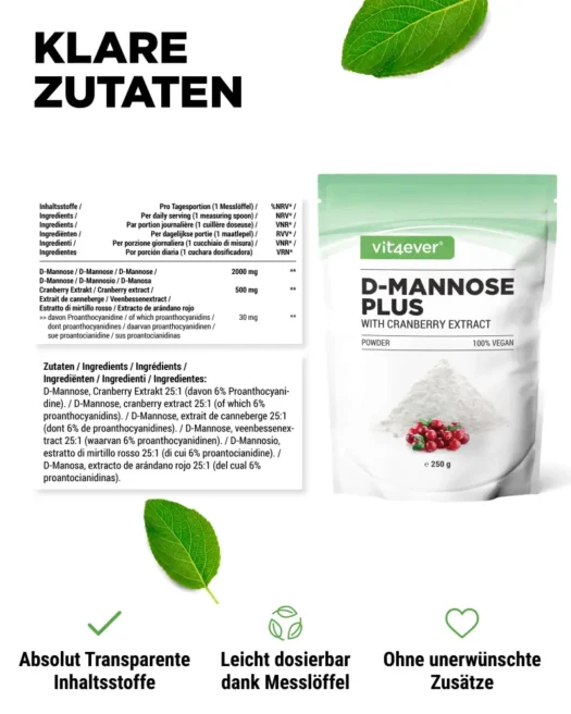 Vit4ever <br>D-Mannosio + Mirtillo rosso - 250 g - immagine 2