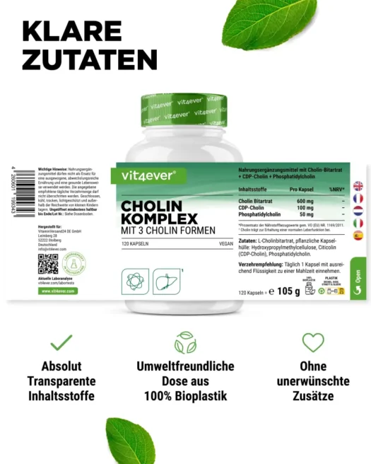 Vit4ever <br>Cholin Komplex - 120 Kapseln – Bild 2