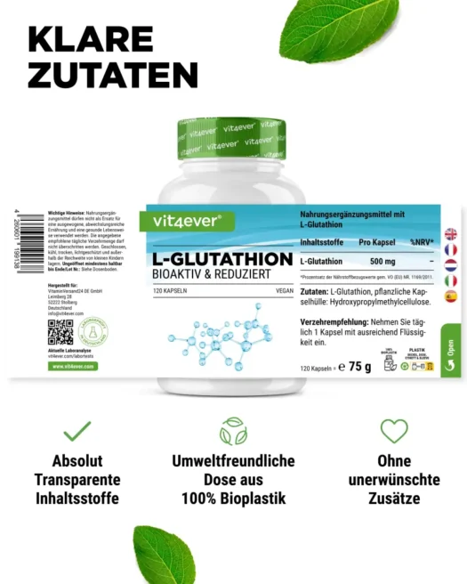 Vit4ever <br>L-Glutathion - 120 capsules - Afbeelding 2