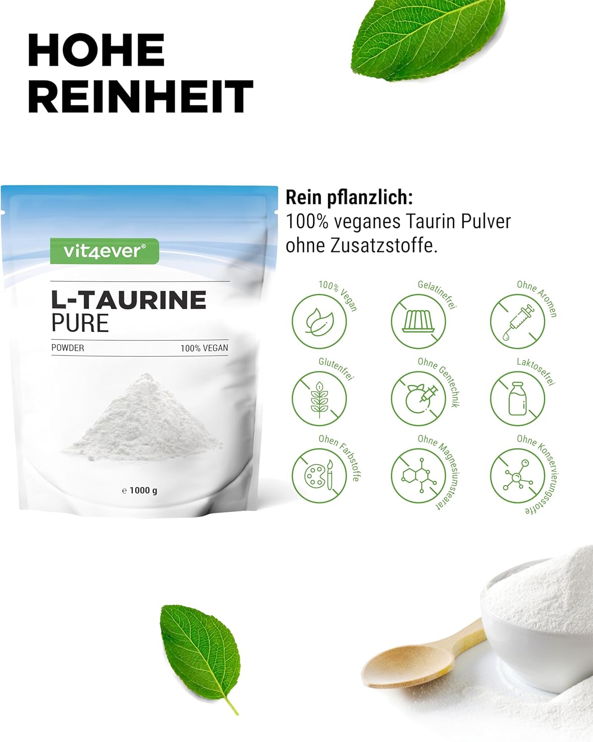 vit4ever <br>taurin pulver - 1000 g - immagine 4