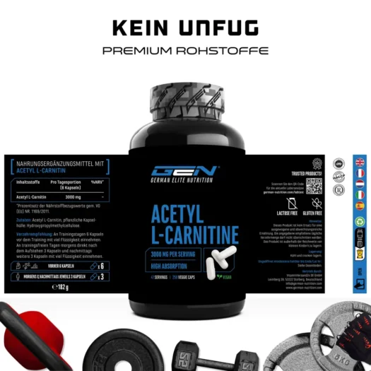 GEN <br>Acetyl-L-Carnitine - 250 capsules - Afbeelding 2