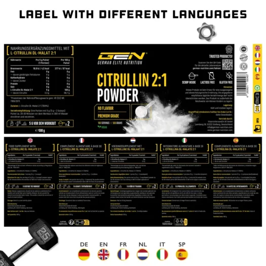 GEN <br>L-Citrulline DL-Malaat - 500 g - Afbeelding 4