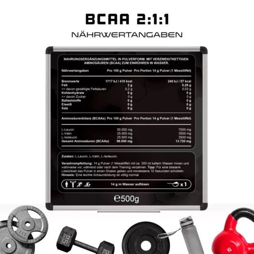 GEN <br>BCAA 2:1:1 neutros - 500 g - Imagen 3