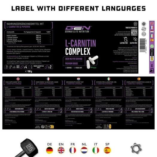 GEN <br>L-Carnitina Triple Complex - 120 cápsulas - Imagen 4