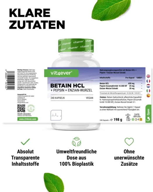 Vit4ever <br>Betaine HCL - 240 capsules - Image 2