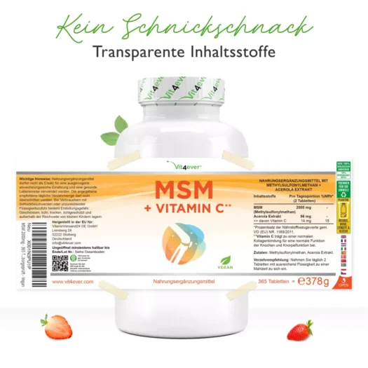 Vit4ever <br>MSM + Vitamin C 1000 mg - 365 Tabletten – Bild 2