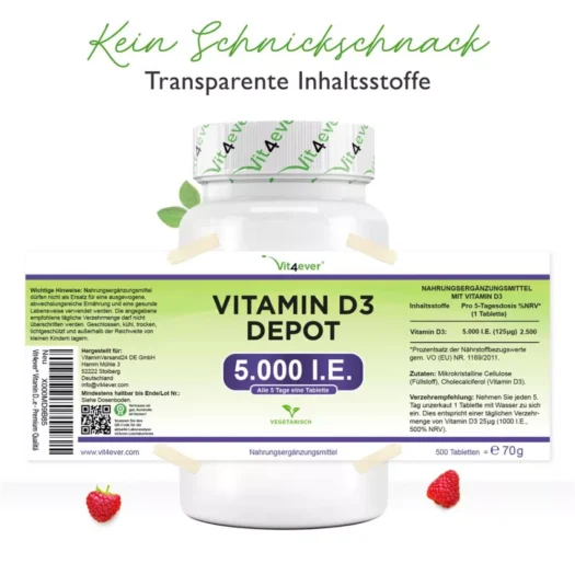 Vit4ever <br>Vitamina D3 5000 U.I. - 500 comprimidos - Image 2