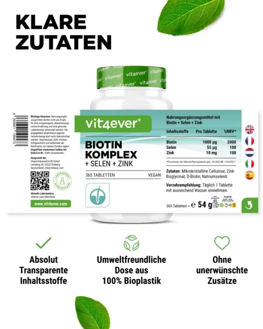 Vit4ever <br>Biotine + selenium + zink - 365 tabletten - Afbeelding 2