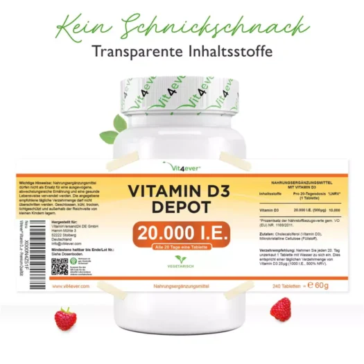Vit4ever <br>Vitamina D3 20000 U.I. - 240 comprimidos - Image 2