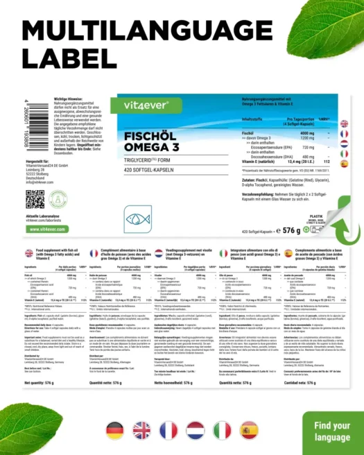 Vit4ever <br>Omega 3 - 420 Capsules - Image 3