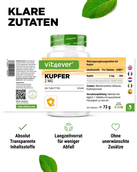 Vit4ever <br>Koper - 365 tabletten - Afbeelding 2