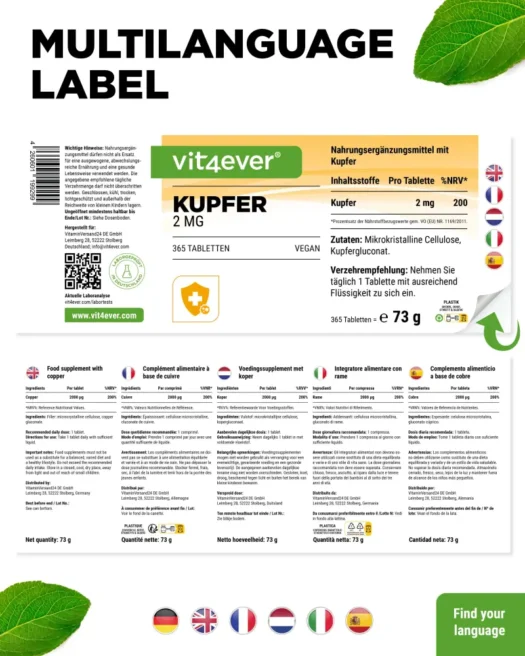 Vit4ever <br>Koper - 365 tabletten - Afbeelding 3