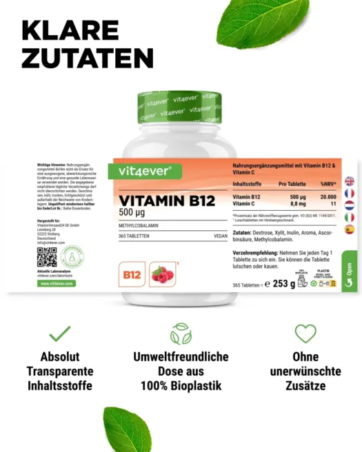 Vit4ever <br>Vitamine B12 - 365 comprimés à sucer - différentes variétés – Image 2