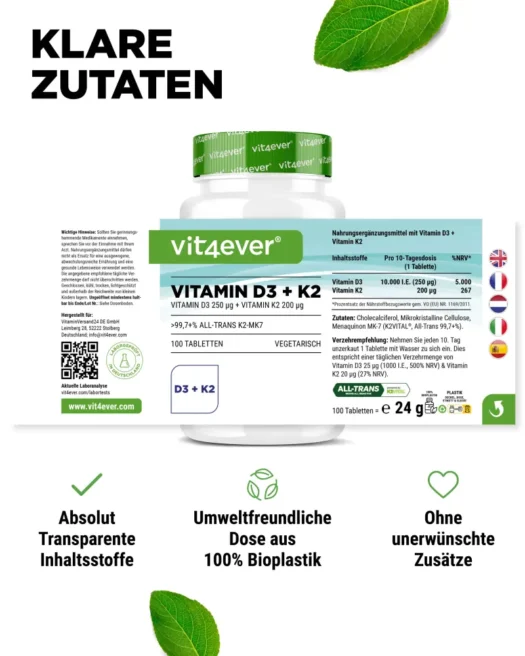 Vit4ever <br>Vitamina D3 10 000 UI + K2 - 180 comprimidos (Kopie) - Imagen 2