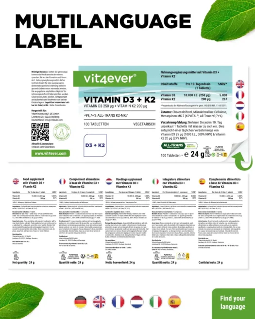 Vit4ever <br>Vitamina D3 10 000 UI + K2 - 180 comprimidos (Kopie) - Imagen 3