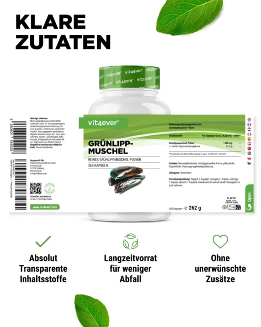 Vit4ever <br>Groenlipmossel - 365 capsules - Afbeelding 2
