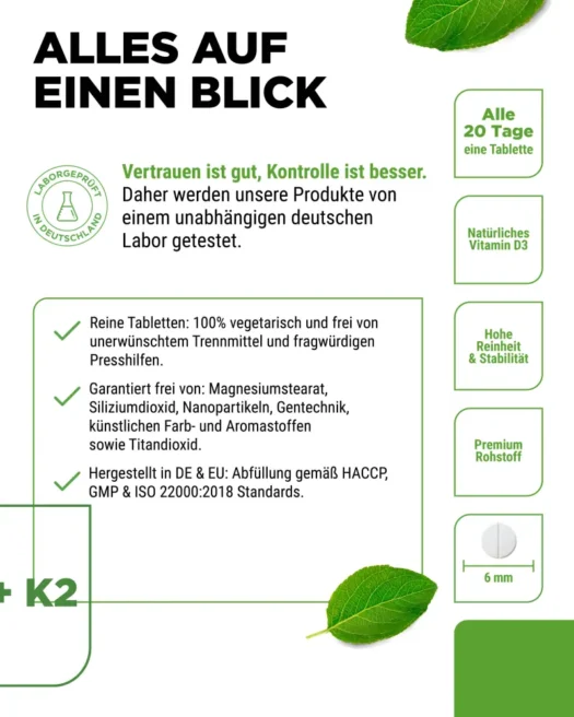 Vit4ever <br>Vitamin D3 20000 I.E. + K2 - 180 Tabletten – Bild 5