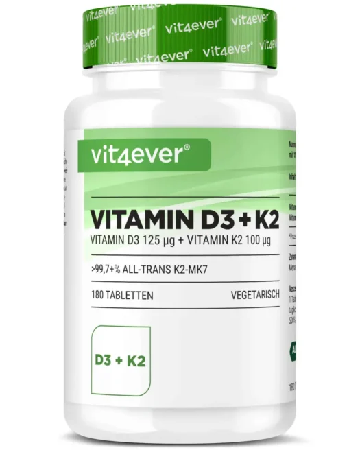 Vit4ever <br>Vitamina D3 5000 UI + K2 - 180 comprimidos